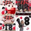 18th Birthday Decorations for Boys Girls, Red and Black Happy 18th Birthday Balloons Banner Number 18 Balloons Hanging Swirls Tablecloth Foil Fringe Curtains for 18 year old Birthday Party Decorations