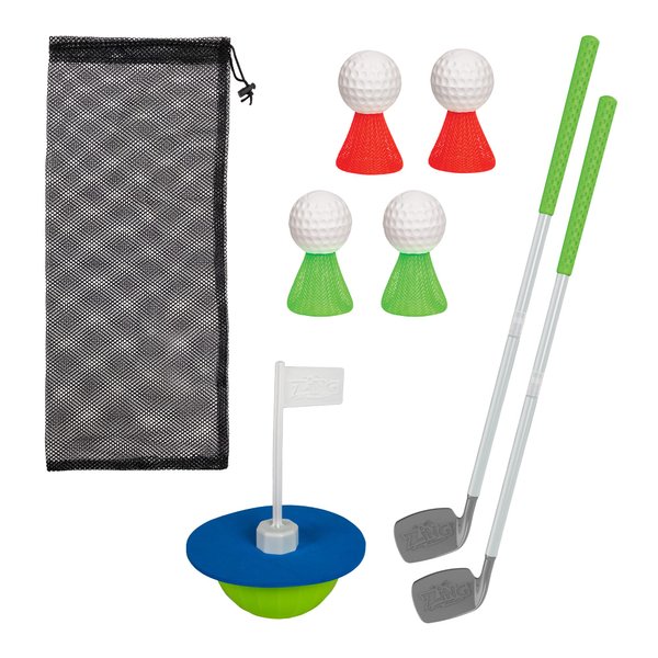 Zing Chip Shotz Backyard Kids Golf Set, Includes 2 Golf Clubs, 4 Balls, 1 Flag Target and 1 Carrying Bag, for Indoor and Outdoor Play