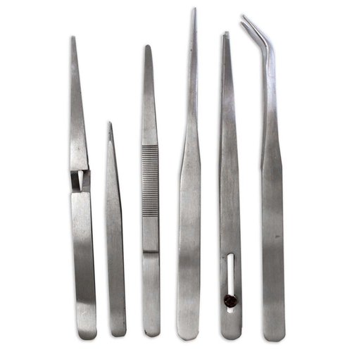 JEWEL TOOL 6-Piece Tweezer Set | 6 Tips & Lengths (4.25" to 7") | Craft, Jewelry, Watch Repair | Essential for Kits | Multipurpose Precision