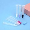 50 PCS Empty long slim 15ml squeeze lip gloss tube lip oil soft tubes with Syringes (black lid)