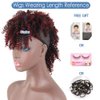 Aisaide High Puff Afro Ponytail Drawstring,Short Red Curly Ponytail Extension,Mohawk Kinky Synthetic Hair Bun with Bangs,Wrap Updo Clip in Hair Extensions with Six Clips and Two Comb(1B/BUG)