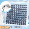 PHKERATA Natural Lash Clusters Wispy Eyelash Clusters 110 pcs Cluster Eyelash Extensions C Curl Individual Lashes 10-16 mm Mix Length Natural Look Lashes Clusters with Thin Lash Band