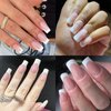 AddFavor 120pcs White French Tip Press on Nails Medium Square Fake Nails Nude False Nails Square French Press ons Square Nail Acrylic Artificial Nail with Adhesive Tab for Women Girls