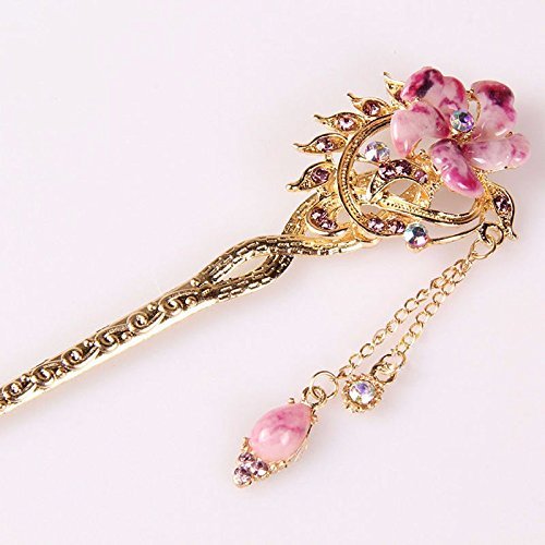 Vintage Chinese Women's Crystal Flower Lavender Hair Stick, Bridal Hair, Wedding Hair, Bride Hair Jewelry