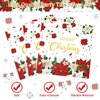 Funrous 150 Pieces Christmas Poinsettia Flower Tableware Merry Christmas Party Supplies Disposable Paper Plates and Napkins Set Christmas Poinsettia Dinnerware for Xmas New Year Holiday Party