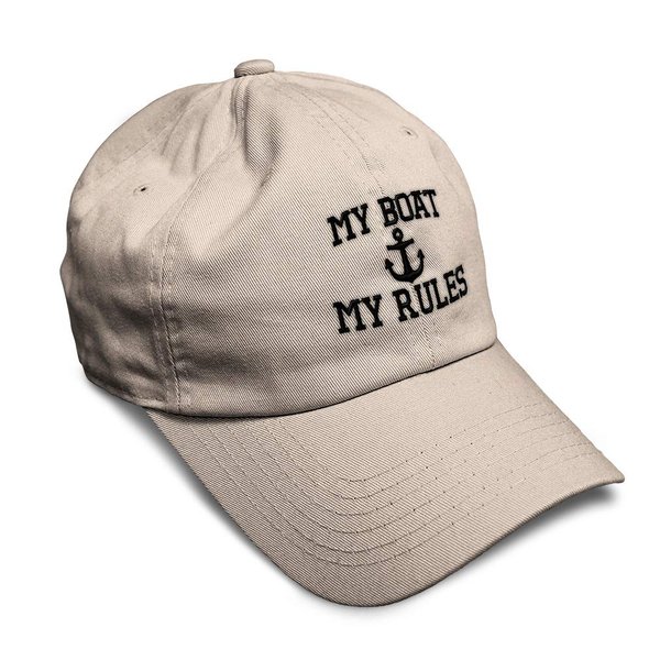 Soft Baseball Cap My Boat My Rules Anchor Captain B Embroidery Funny Anchor Twill Cotton Ship Dad Hats for Men & Women Stone Design Only