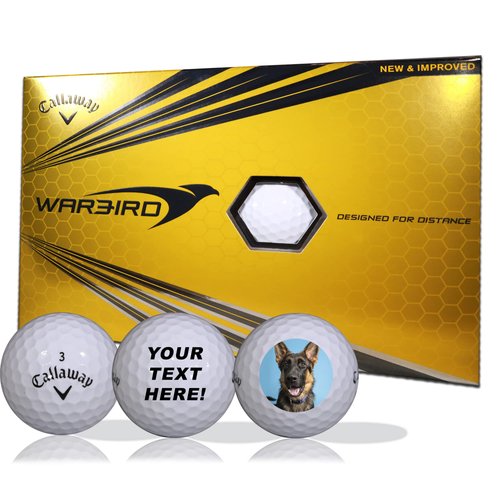 Personalized Callaway Warbird Golf Balls Plus 20 Free White & Red Wooden Golf Tees- Custom Golf Balls - Logo Golf Balls-