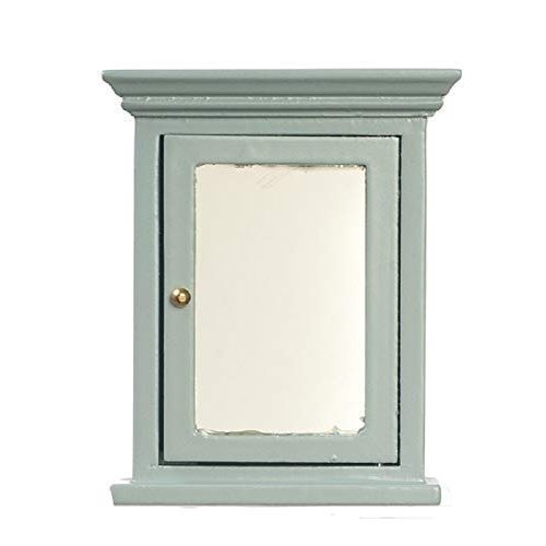 Melody Jane Dolls Houses Dollhouse Grey Medicine Cabinet with Mirror Door Bathroom Miniature Furniture