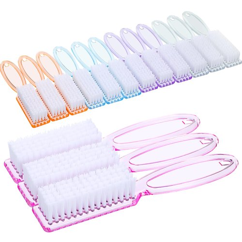 15 Pieces Nail Brush for Cleaning Fingernails Nail Scrub Manicure Brush Handle Grip Cleaning Brushes Pedicure Brush for Toes and Nails Cleaning, 5 Colors(Fresh Colors)