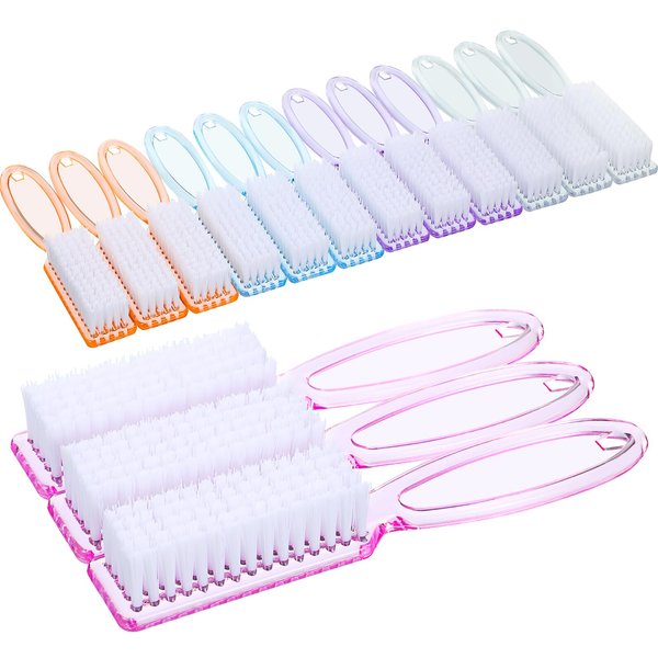 15 Pieces Nail Brush for Cleaning Fingernails Nail Scrub Manicure Brush Handle Grip Cleaning Brushes Pedicure Brush for Toes and Nails Cleaning, 5 Colors(Fresh Colors)