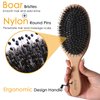 Hair Brush-Boar Bristle Hair Brushes for Women Men and Kids, Boar and Nylon Bristles Brush for Fine Thin Dry Hair Smoothing Massaging Detangling Enhancing Shine