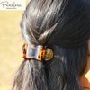 Parcelona French Simply Bear Paw Medium 3” Celluloid Acetate Side Slide In Jaw Yoga Fine Hair Claw Clip for Women and Girls (Light Tortoise Shell)