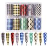 Nail Foil Transfer Stickers Plaid Design Nail Art Decals Adhesive Christmas Foil Stickers Nail Supplies for Women Girls DIY Manicure Tip Decoration Party Supplies (10 Rolls Mix Styles)