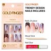 GoldFinger Trendy False Nails Kit, Long Squoval Design Nail, Playful Simple Artistic Sheer Nude Print, Ready to Wear Gel & Manicure Stick included, Long-Lasting Convenient & Easy to Apply