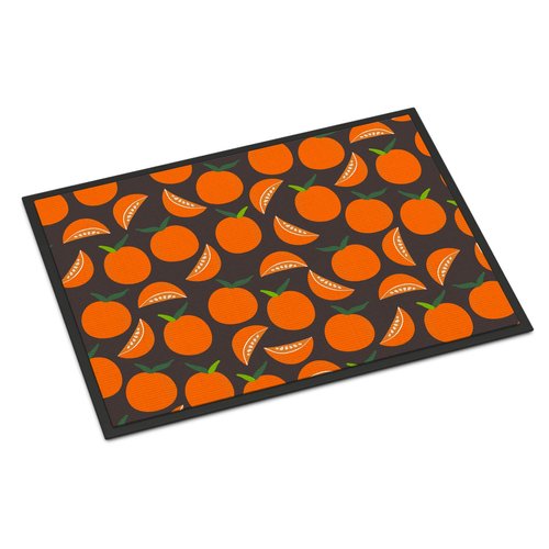 Caroline's Treasures BB5142MAT Oranges on Gray Doormat 18x27 Front Door Mat Indoor Outdoor Rugs for Entryway, Non Slip Washable Low Pile, 18H X 27W