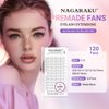 NAGARAKU Premade Fans Eyelash Extensions Premade Volume Fans Lash Extensions 120 Fans 4D 0.07D Curl 8-15mm Mix Sharp Narrow Stem Clusters Thin Pointy Base Russian Fans Ready Volume Premade Lash Fan