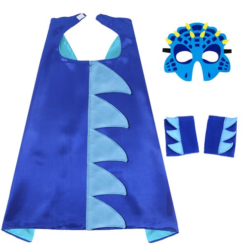 D.Q.Z Dinosaur Dragon Cape Costume for Kids, Dinosaur Mask Dress Up Clothes for Girls Boys 4-6, Birthday Gifts Idea (Blue)