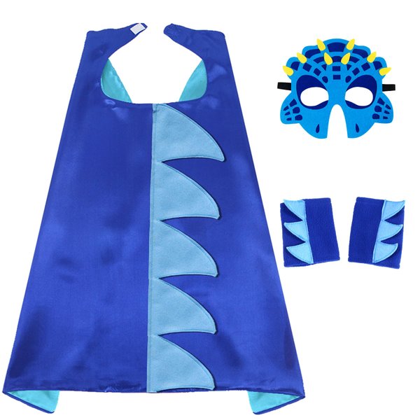 D.Q.Z Dinosaur Dragon Cape Costume for Kids, Dinosaur Mask Dress Up Clothes for Girls Boys 4-6, Birthday Gifts Idea (Blue)