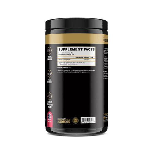 Underground Bio Labs: Panda Supps Micronized Creatine 5000mg | Pre and Post Workout Recovery Drink | Enhanced Muscle Mass, Athletic Performance, and Muscle Recovery - Unflavored (100 Servings)