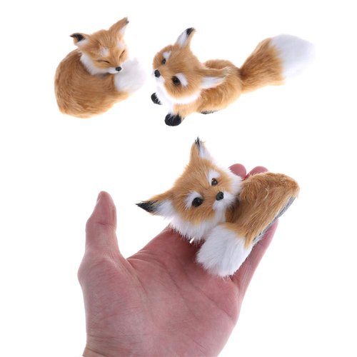 GUDVES Simulation Brown Fox Toy Furs Squatting Fox Model Home Decoration Animals World with Static Action Figures Plush Mini Fox (Pitching)