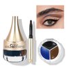 Music Flower 3 Colors Eyeliner Gel,Waterproof Eye Liner Gel Makeup Set,Smudge-proof Long lasting with a Eyeliner Brushes (Blue+Black+Brown)