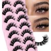 7 Pairs False Eyelashes Wispy Lashes Natural Look Fake Eyelashes Cat Eye Lashes Faux Mink Fluffy Strip False Lashes Pack