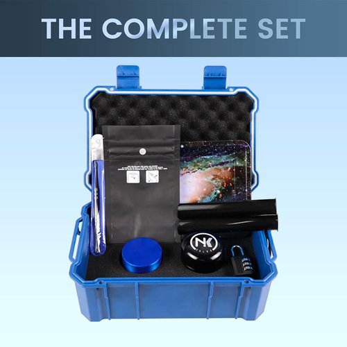 NKTOLEE Blue Storage Box ABS Plastic Storage Container with Lock - Smell Proof Waterproof Box Suit for Travel Storage Box Smell Proof Humidor Box