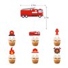 12 Pcs Fire Truck Cupcake Toppers, Firetruck Theme Birthday Baby Shower Party Decorations, Fireman Birthday Decors, Fire Engine Rescue Theme Party for Kids
