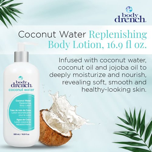 Body Drench Coconut Water Replenishing Body Lotion for All Skin Types, 16.9 Fl Oz