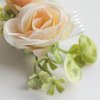Fangsen Wedding Boho Blue Pink Orange Yellow Rose Flower with Grass Leaves Hair Comb Bridal Headpiece Floral Hair Accessories for Brides and Bridesmaids Silver (Ivory+Pink)