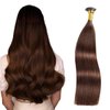 I Tip Human Hair Extensions,100 Strands/Pack Pre Bonded Keratin Stick In Hair Extensions #4 Medium Brown 1g/Strand 100G 18inch Human Hair Fusion I Tip Extensions
