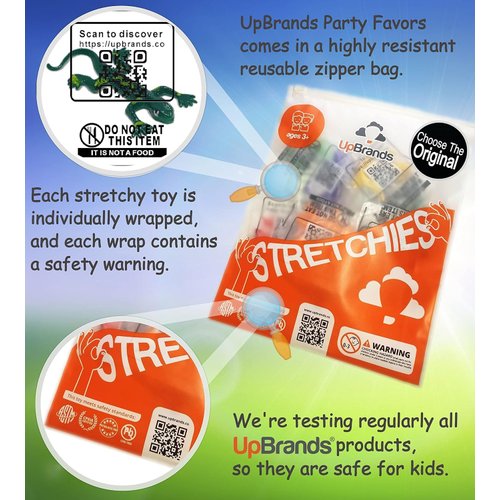 UpBrands 24 Painted Stretchy Lizards Toys 3 Inches Bulk Set, 4 Models, Kit for Birthday Party Favors for Kids, Goodie Bags, Easter Egg Basket Stuffers, Pinata Filler, Classroom Prizes