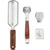 Colossal Foot Rasp & Wood Handle Callus Shaver (10 Replacement & 1 Foot File Heads), Pedicure Foot File Kit, Heel Scraper for Feet, Foot File Callus Remover