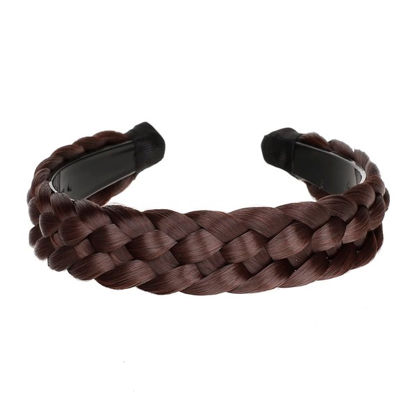 vowyore 5 Strands Headband Synthetic Hair Plaited Headband Braid Braided With Teeth Hair Band Accessories for Women Girl Width 2 Inch