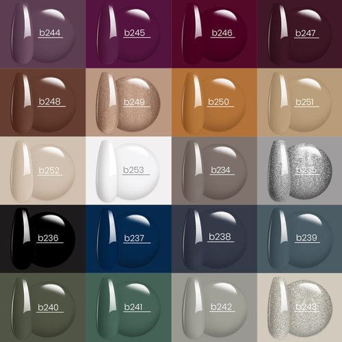 Beetles 23Pcs Christmas Gel Nail Polish Set with Base Gel Glossy Matte Top Coat, Gray Brown Burgundy Red Purple Glitter Gel Polish Set Soak Off Uv Gel Nail Kit for Women Industrial Wave Collection