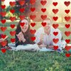 6Pcs Red Glitter Valentines Heart Garland Valentine's Day Heart Banner Valentines Hanging Heart Garland Decorations for Happy Valentines Day Wedding Engagement Party Decorations