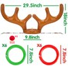 Total 18 Pcs 3 Set Inflatable Reindeer Antler Ring Toss Game Christmas Party Games Kids Family Xmas Toys Stock Stuffer Christmas Activities Carnival Supplies - 3 Antlers 12 Rings 3 Reindeer Nose