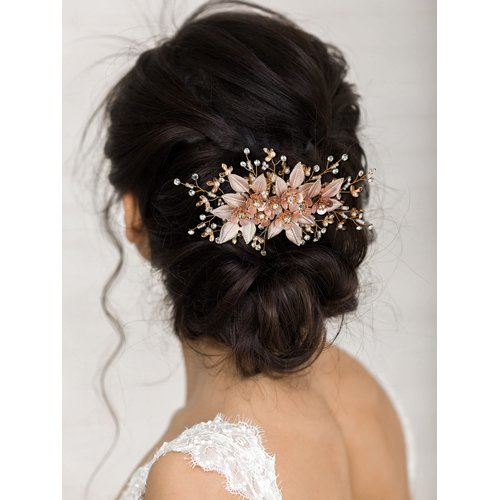 SWEETV Handmade Bridal Hair Comb, Wedding Hair Accessory and Headpiece for Brides and Bridesmaids