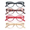 OLOMEE Women's Readers Cat Eye Reading Glasses +1.75 Reader Glasses Stylish Modern Cateye Cheaters 4 Pack Spring Hinge Lightweight Frame Comfortable Fit