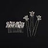 Teyglen Crystal Bride Wedding Hair Comb and Hair Pins Silver Rhinestone Hair Piece Bridal Hair Accessories for Women Handmade Crystal Headpiece