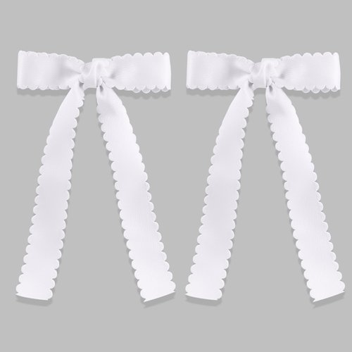 Wave Shaped Hair Bow Clips, Grosgrain hair bows with tails, Ponytail Holder hair Accessories for ...