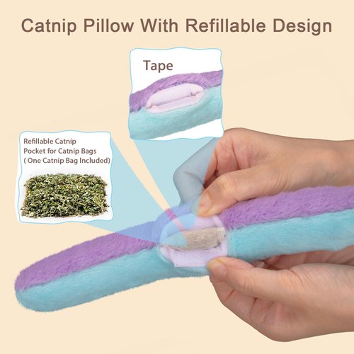 Retro Shaw Cat Toys Cat Pillow,Refillable Catnip Toys,3 Pack Crinkle Sound Cat Kicker Toy Soft and Durable,Cat Nip Toys for Indoor Kittens Kitty 10.1 Inches