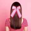 6in Breast Cancer Awareness Cheer Bows Hair Clips Long Tail Hot Pink Ribbon Bow-knot Barrettes Alligator Hairpins for Girls Women in October Cheerleading Hair Accessories