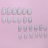 Coffin Press on Nails Short Acrylic Nails Silver Glitter Sequins Fake Nails Designs Artificial Glue on Nails Glossy Short Ballerina Stick on Nails for Women 24 Pcs / 12 Size