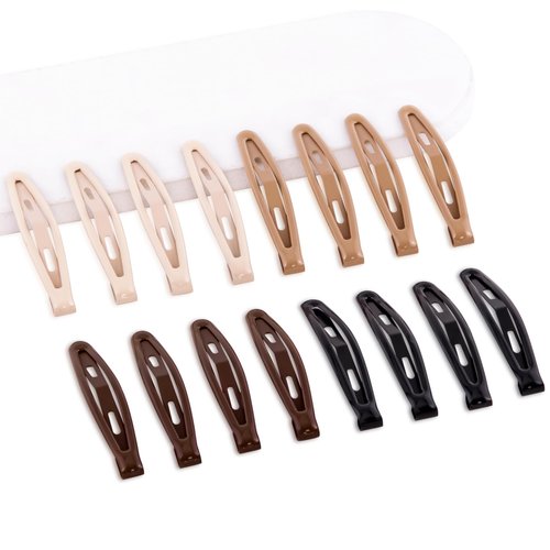 Cptots 16 PCS Snap Hair Clips Metal Hair Barrettes for Women Non Slip Barrettes for Thick and Thin Fine Hair,Black Brown Beige,2.36 x 0.43 Inches.