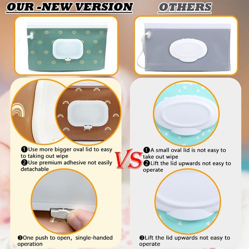 4 pack Baby Wipes Dispenser [New Version-One Press Open],Portable Wipe Pouch,Refillable Wipe Holder, Baby Wipes Container Reusable Wet Wipes Bags Pouch for Travel