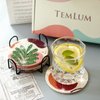 Temlum 6 Pcs Diamond Painting Coasters with Holder, Abstract Plants Coasters Diamond Art Kits for Beginners, Adults Small Diamond Painting Kit Art Craft Supplies