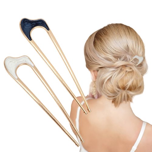 French Twist Hair Pin French Pins Hair Fork U Shaped Hair Pins for Women French Clip Hair Pins for Buns Hair Sticks for Buns Hairpin Gold Hair Pins for Styling Updo Hair Accessories for Women