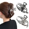 2 Pcs Spider Hair Clips Metal Claw Clips Black Silver Hollow Design Women Gothic Halloween Party Strong Hold Hair Accessories