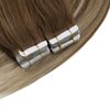 Ve Sunny Tape in Human Hair Extensions Brown Ombre Hair Extensions Tape ins Balayage Medium Brown Ombre Platinum Blonde and Brown Tape in Extensions Human Hair Ombre 50g 20pcs 16inch